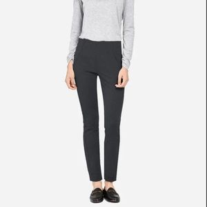 Ecru Dark Gray Elastic Waist Ponte Skinny Pull On Pants